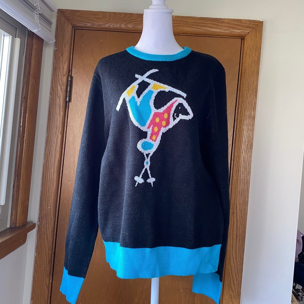 Locale‎ Outdoor Aprés Ski Crewneck Knit Sweater Top Whimsical Graphic Size Small